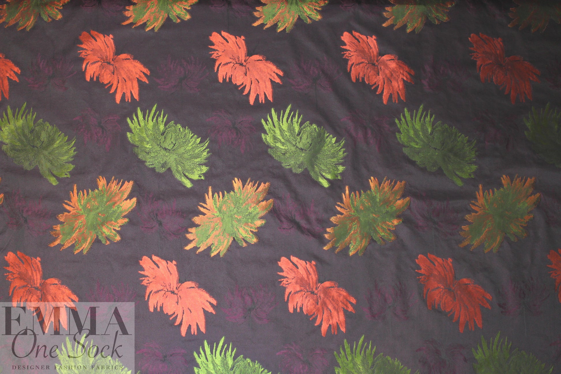 famous designer raisin/spice/moss floral jacquard brocade 3 yds
