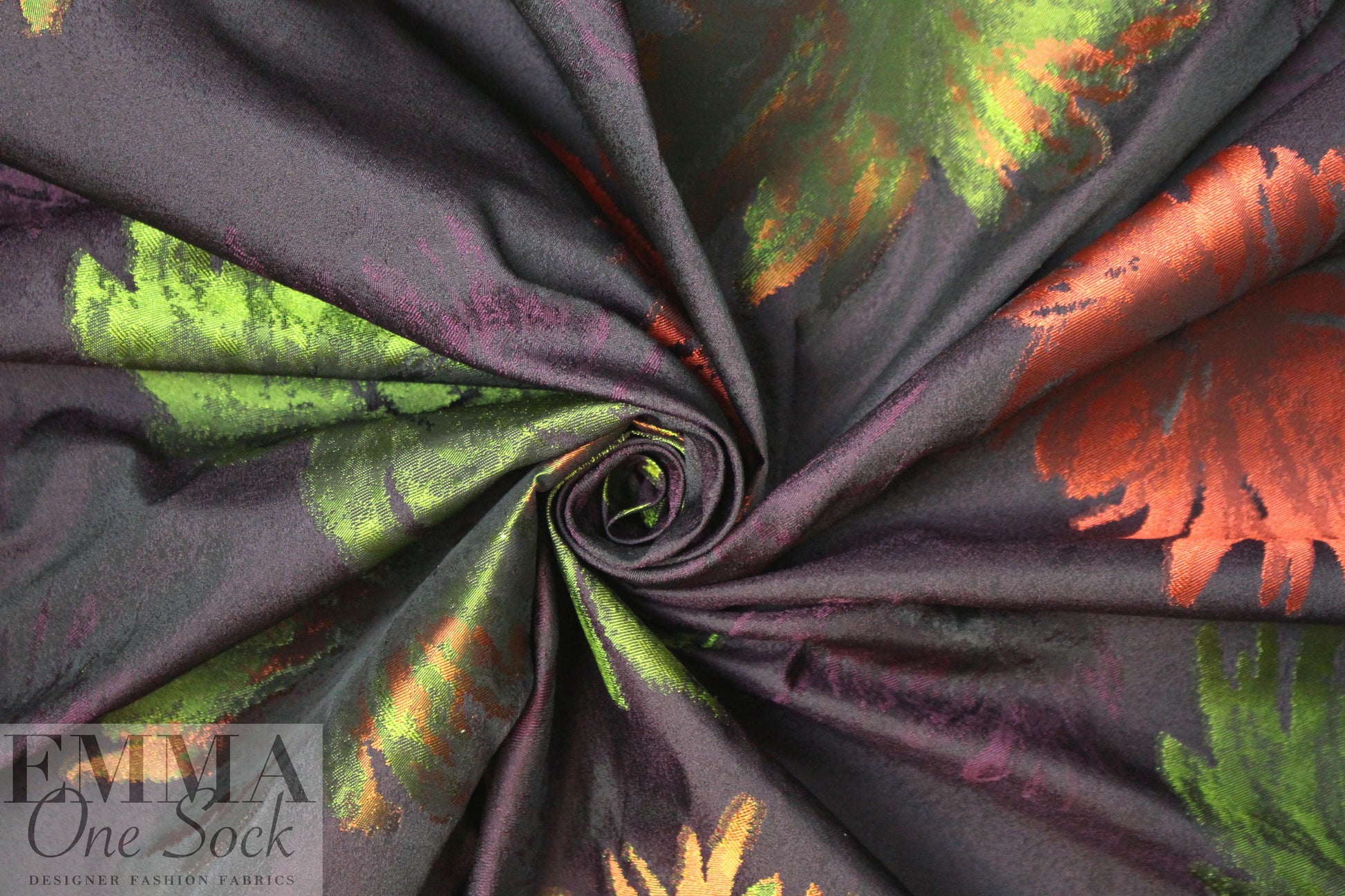 famous designer raisin/spice/moss floral jacquard brocade 3 yds