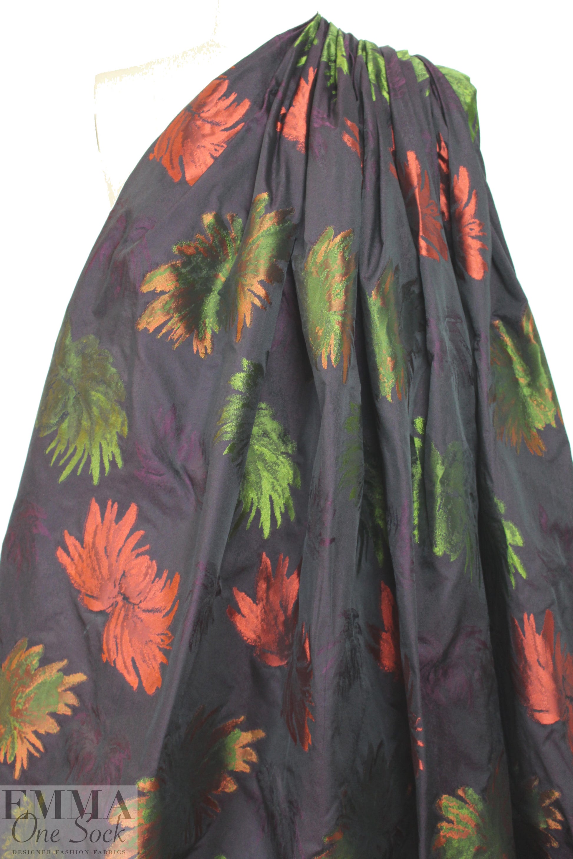 famous designer raisin/spice/moss floral jacquard brocade