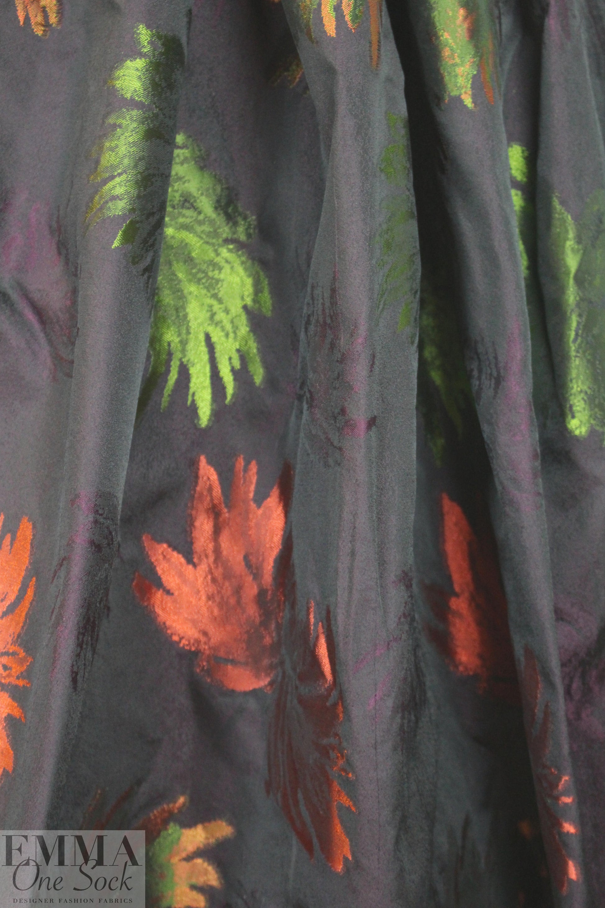 famous designer raisin/spice/moss floral jacquard brocade 1.75 yd