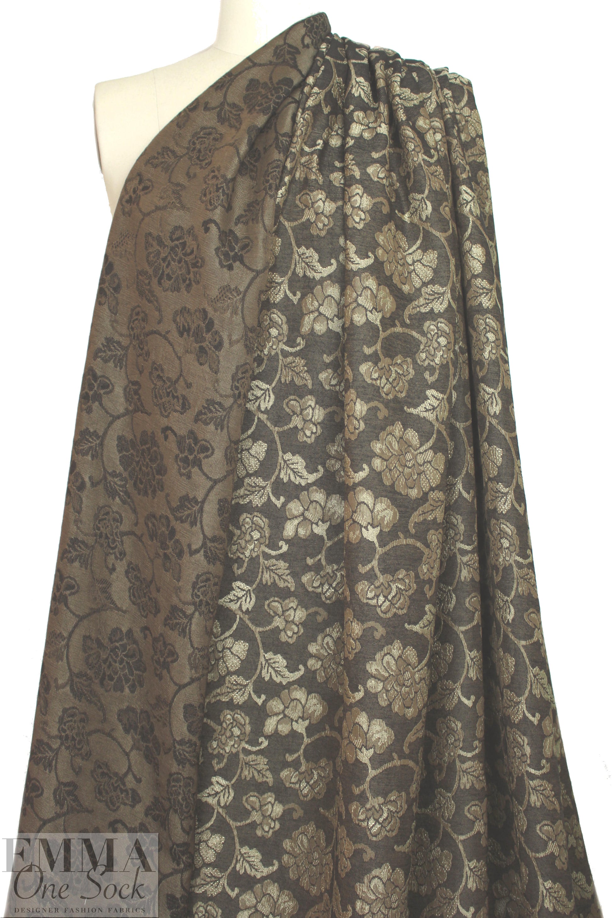 Italian bronze tones decorative floral jacquard brocade