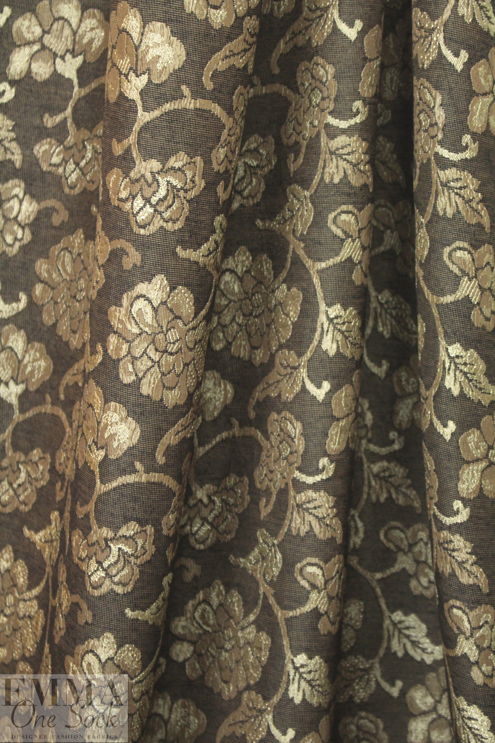Italian bronze tones decorative floral jacquard brocade 2 yd