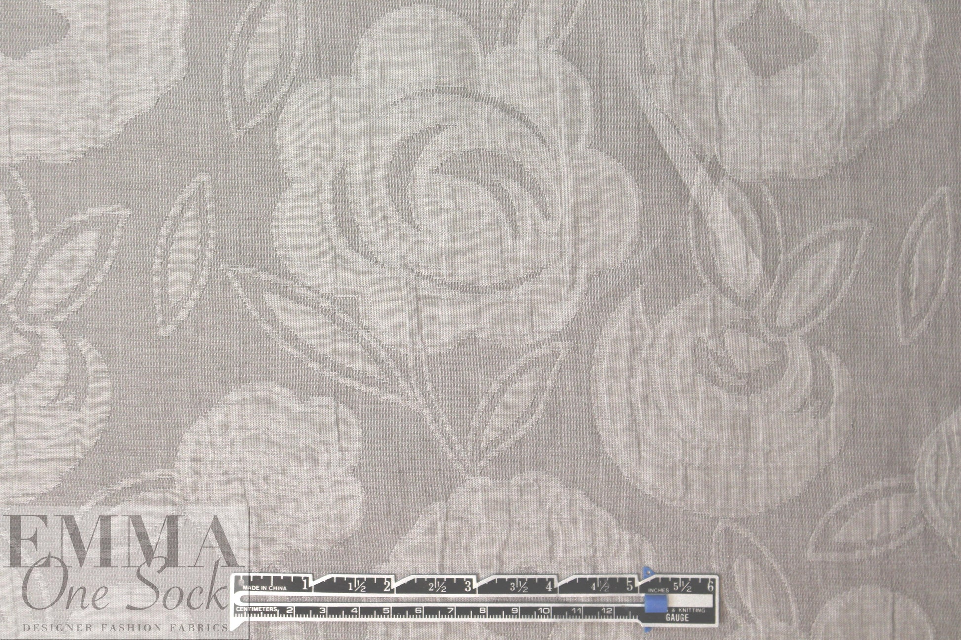 Italian gray tones stylized floral cotton blend jacquard