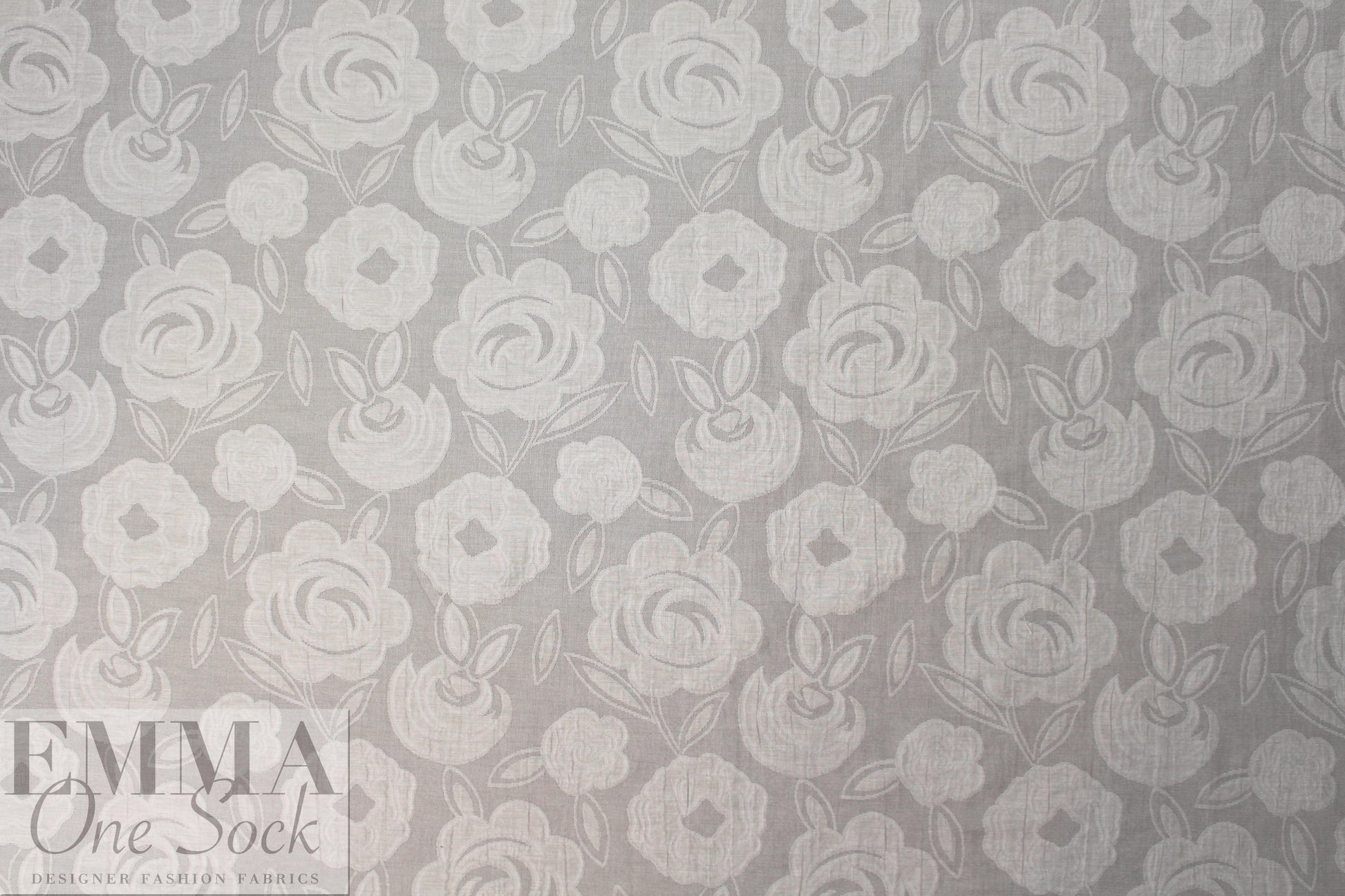 Italian gray tones stylized floral cotton blend jacquard 1.875 yd