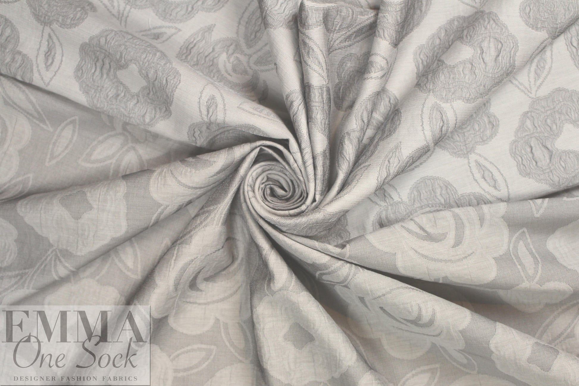 Italian gray tones stylized floral cotton blend jacquard