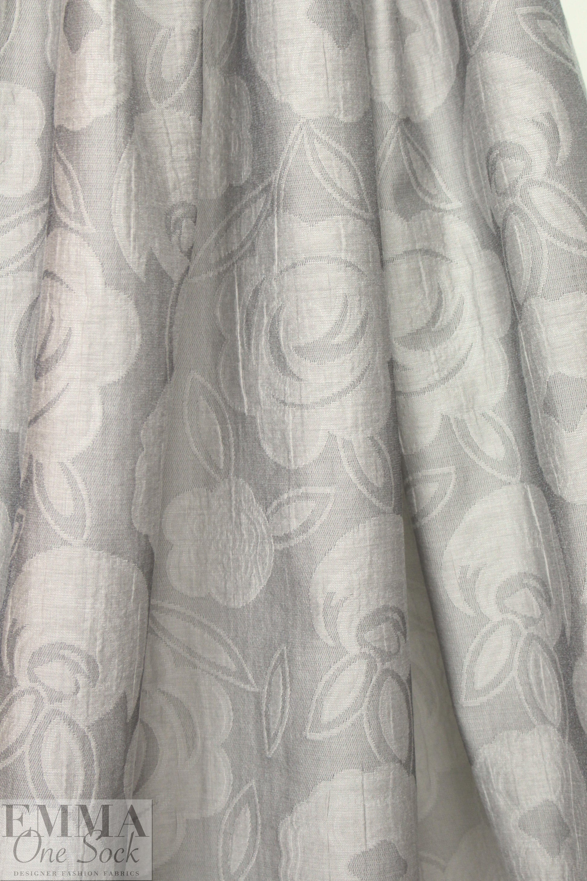 Italian gray tones stylized floral cotton blend jacquard 1.875 yd