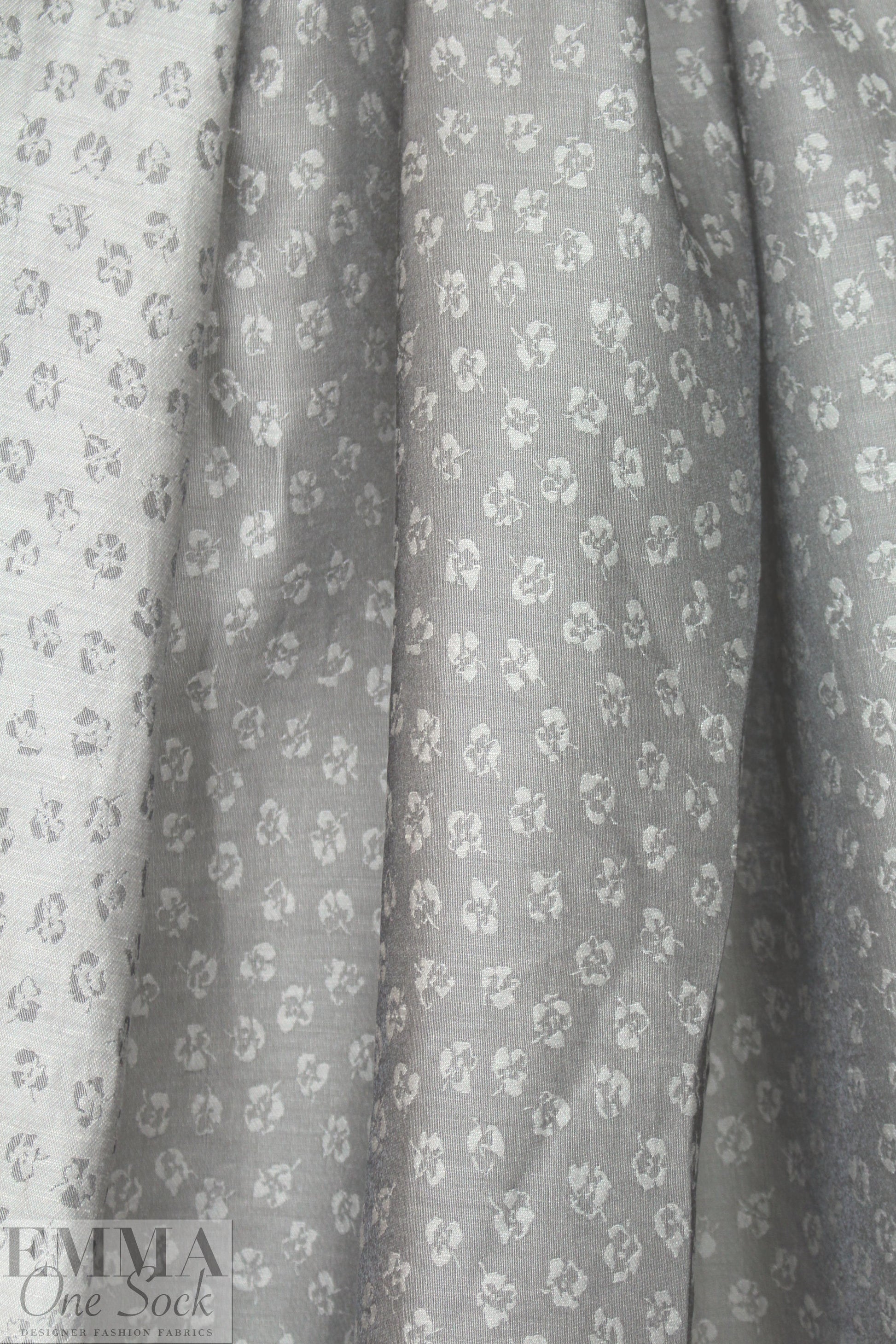 Italian gray tones little flower cotton blend jacquard