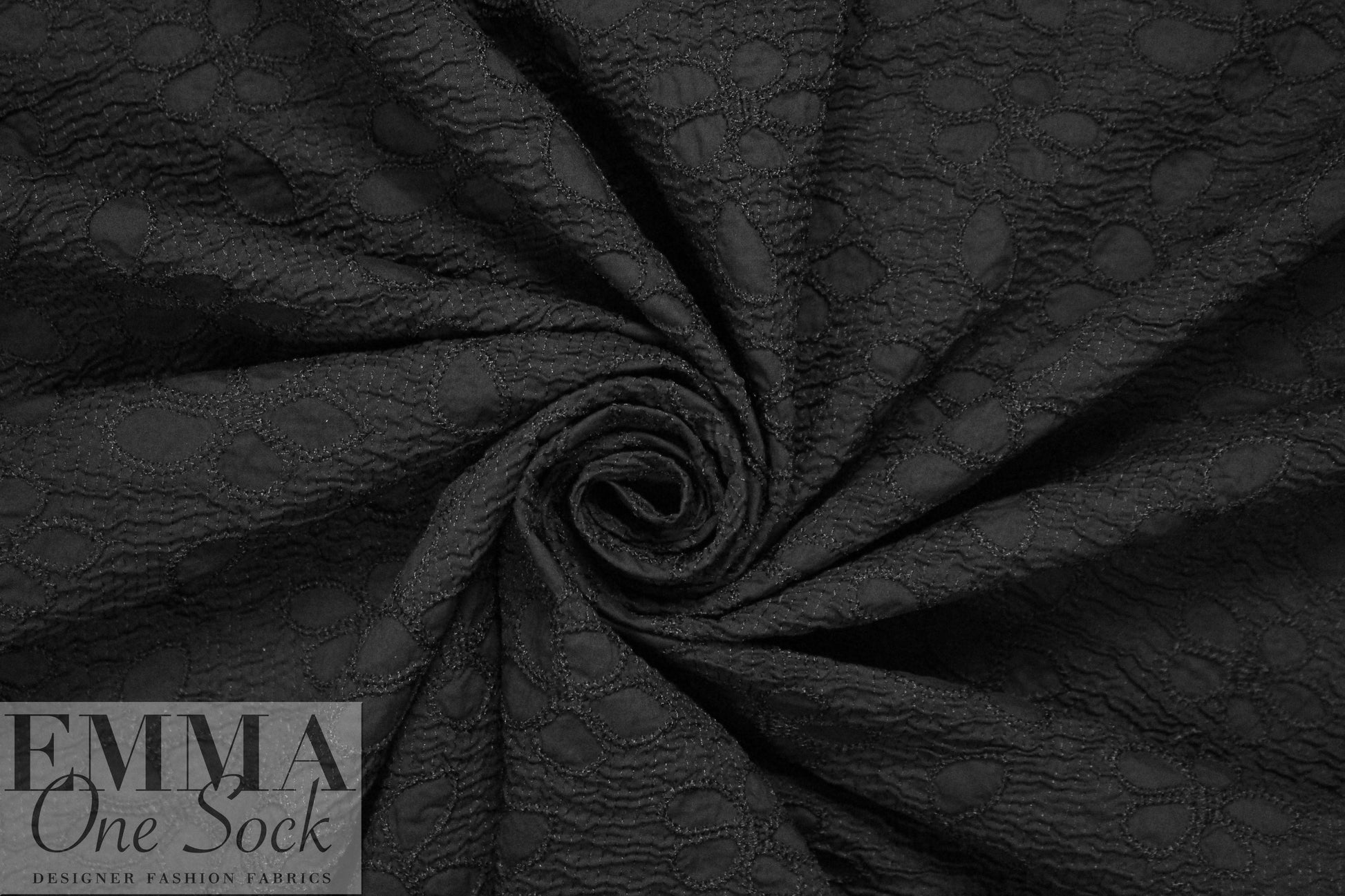Dress to Ki11 embroidered cloque' weave cotton - black 1.75 yd