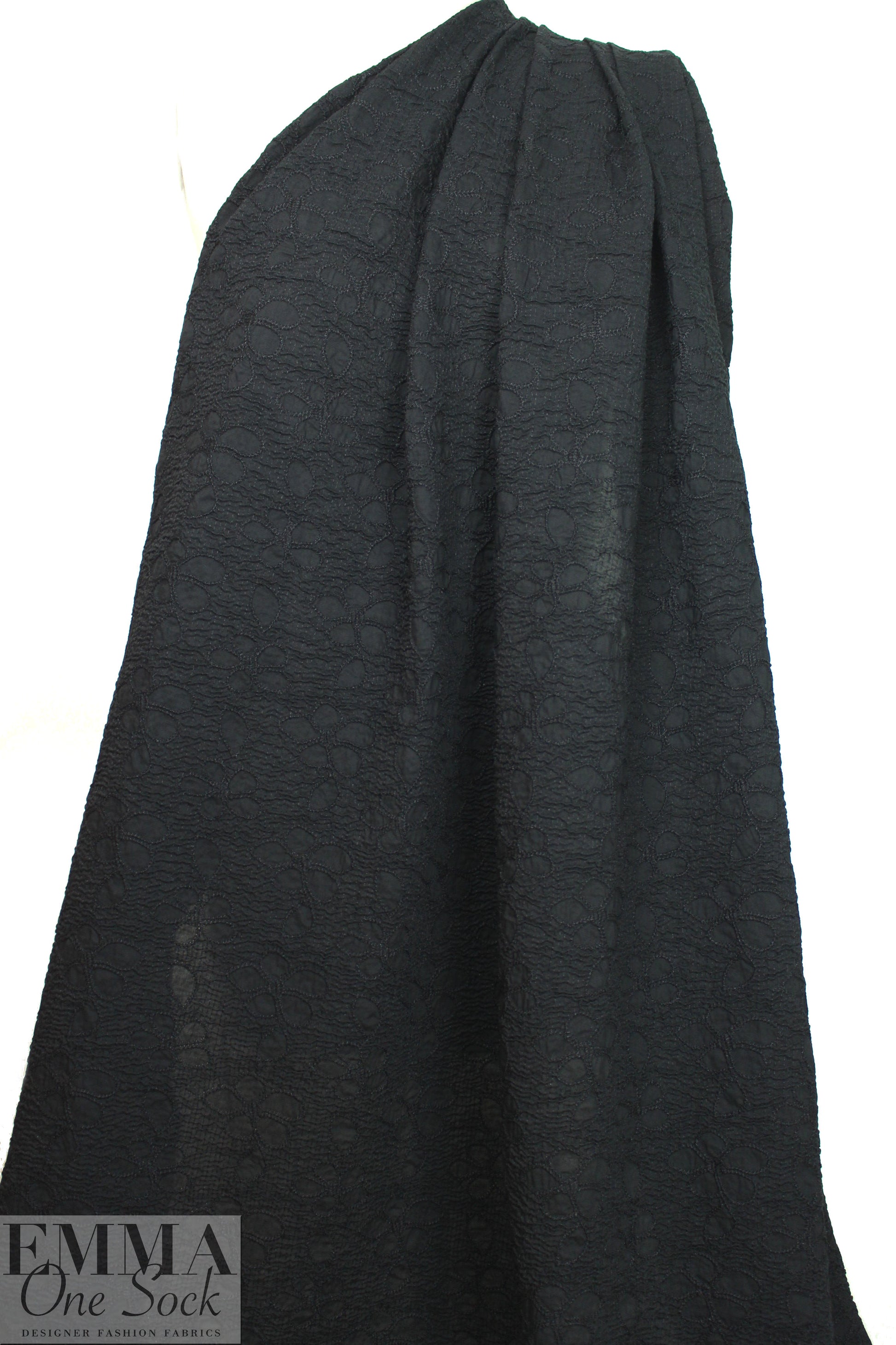 Dress to Ki11 embroidered cloque' weave cotton - black
