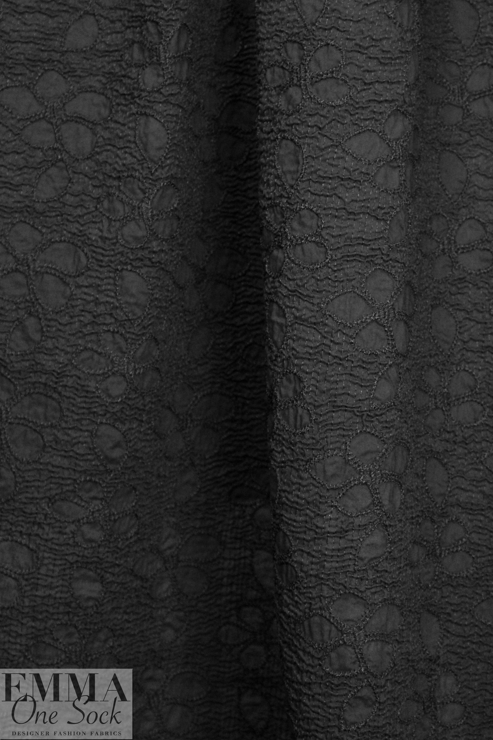 Dress to Ki11 embroidered cloque' weave cotton - black .5 yds
