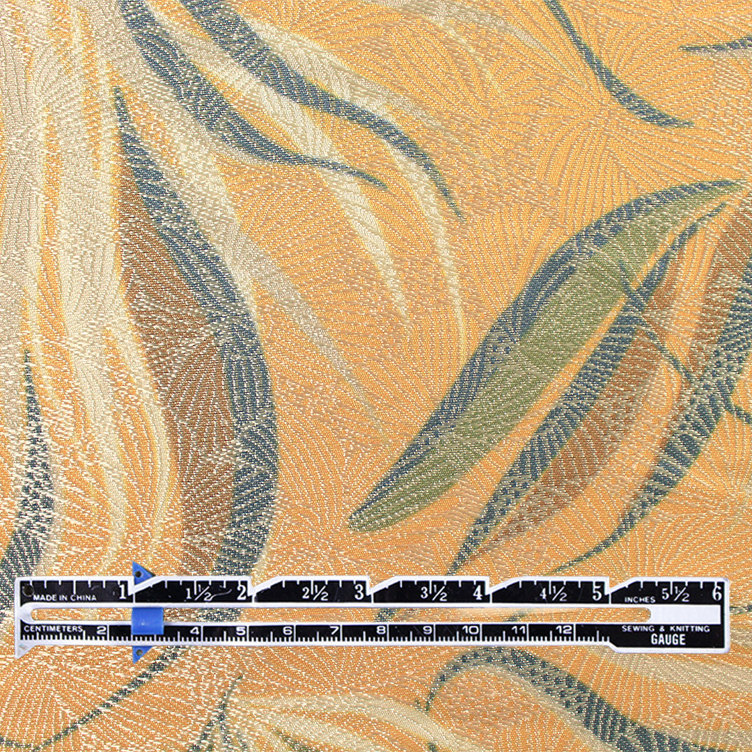 French metallic 'wispy leaf' jacquard brocade - orange sorbet 1.625 yds