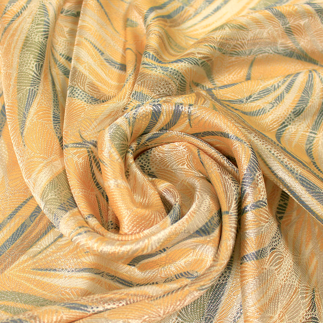 French metallic 'wispy leaf' jacquard brocade - orange sorbet 1.625 yds
