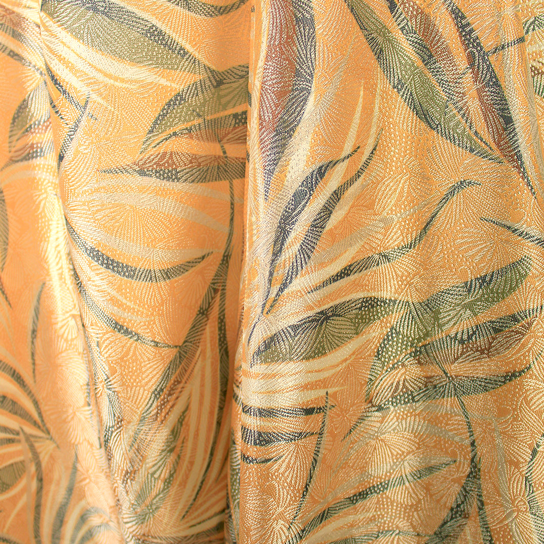 French metallic 'wispy leaf' jacquard brocade - orange sorbet 1.75 yd