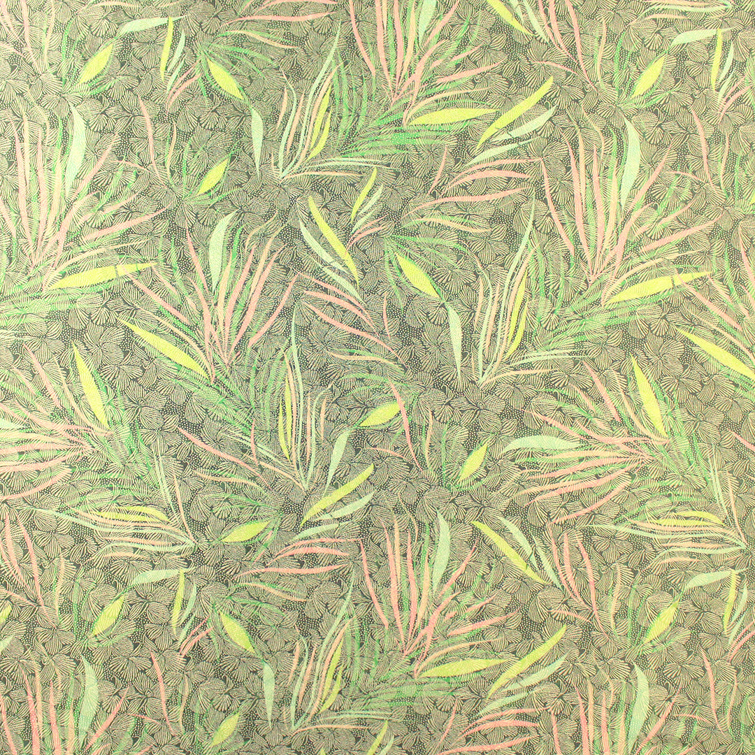 French metallic 'wispy leaf' jacquard brocade - soft greens, etc. .75 yds