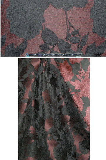 Italian copper-red and black floral jacquard brocade 1.25 yd