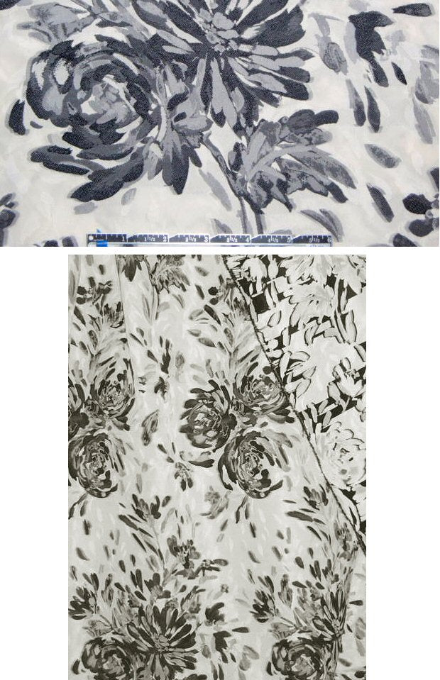Italian black/cream floral jacquard brocade