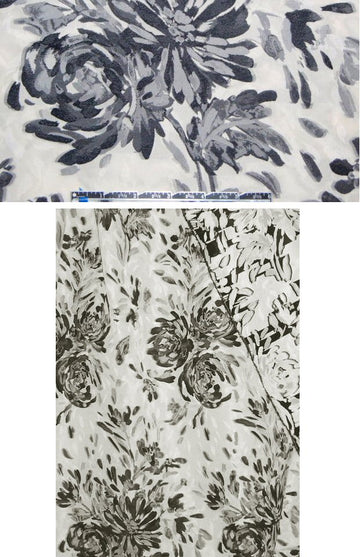 Italian black/cream floral jacquard brocade