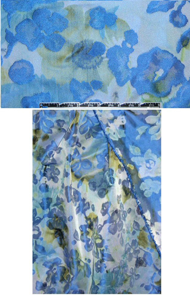Italian periwinkle/green floral jacquard brocade