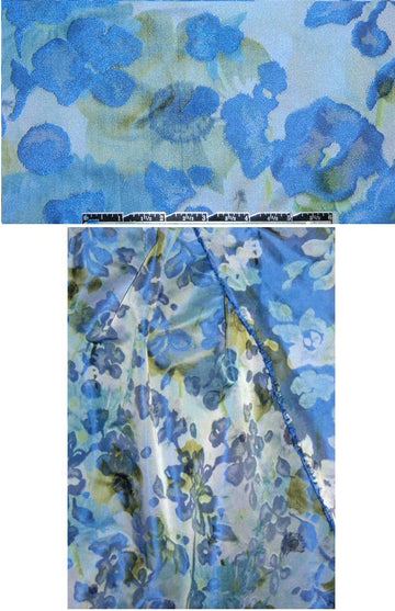 Italian periwinkle/green floral jacquard brocade