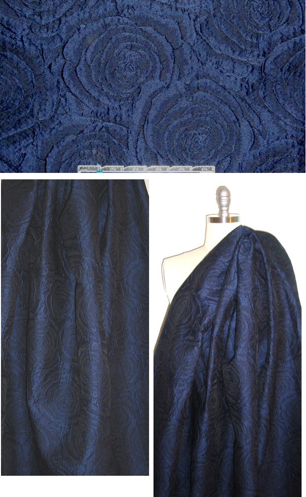 David Meister navy/black textured rose brocade