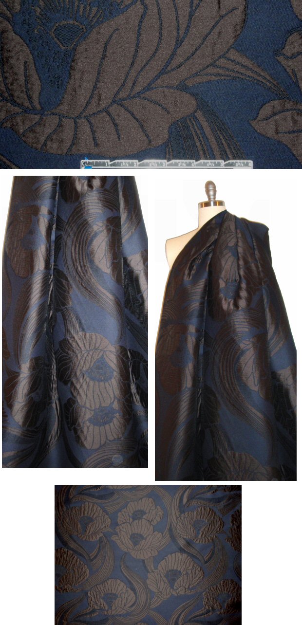 famous designer oversized floral brocade - chocolate/navy