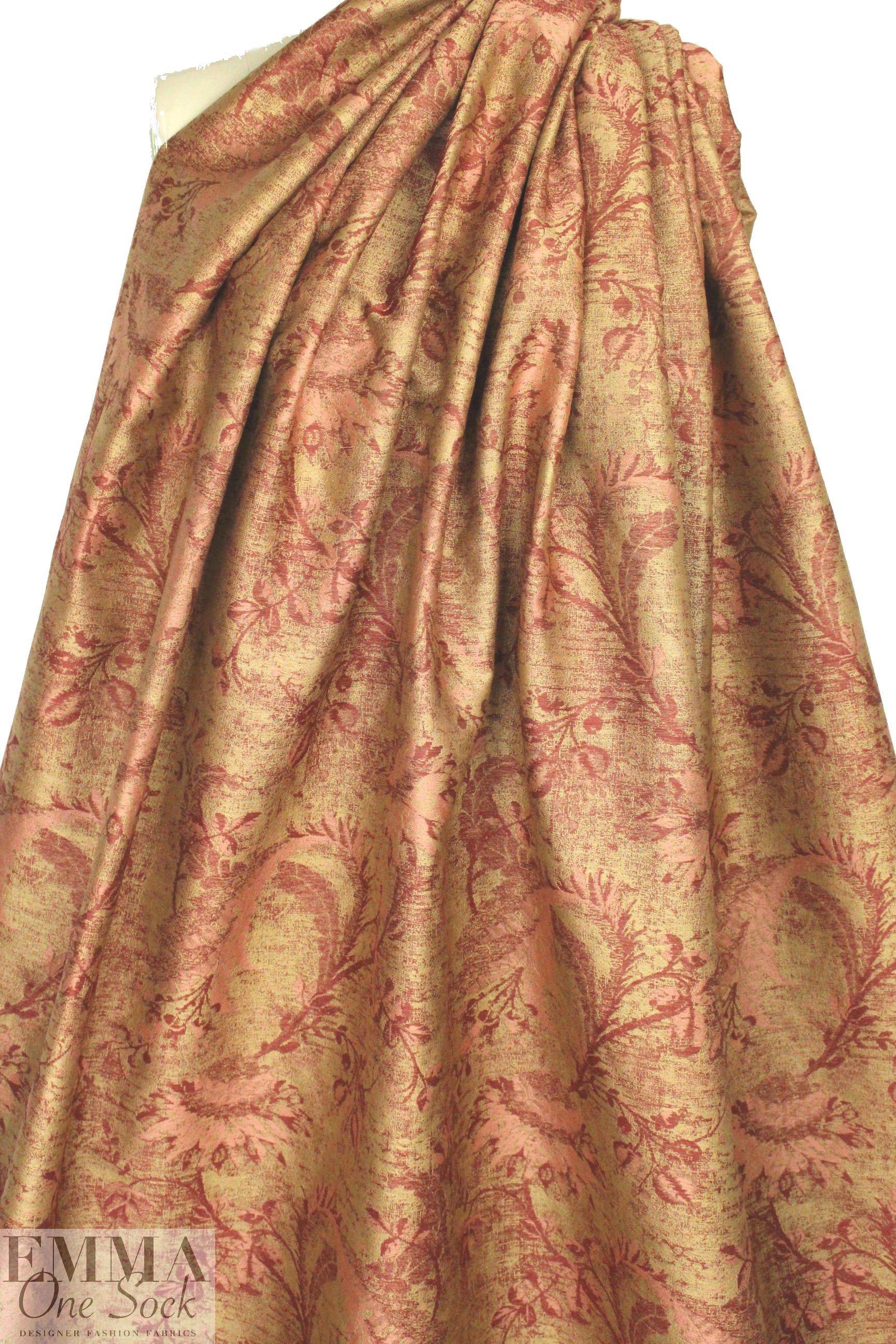 Carmen Marc Va1vo weathered floral jaquard - paprika 1.875 yd