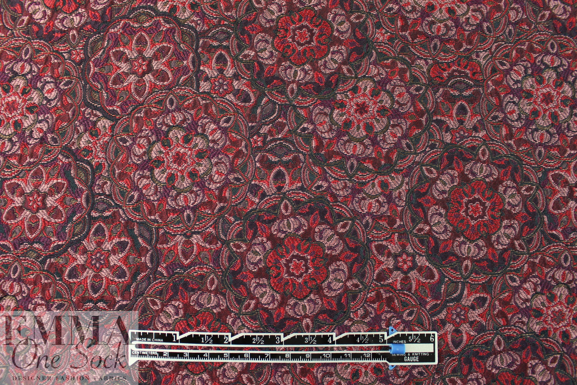 French wine tones textured intricate motif brocade 1.625 yd