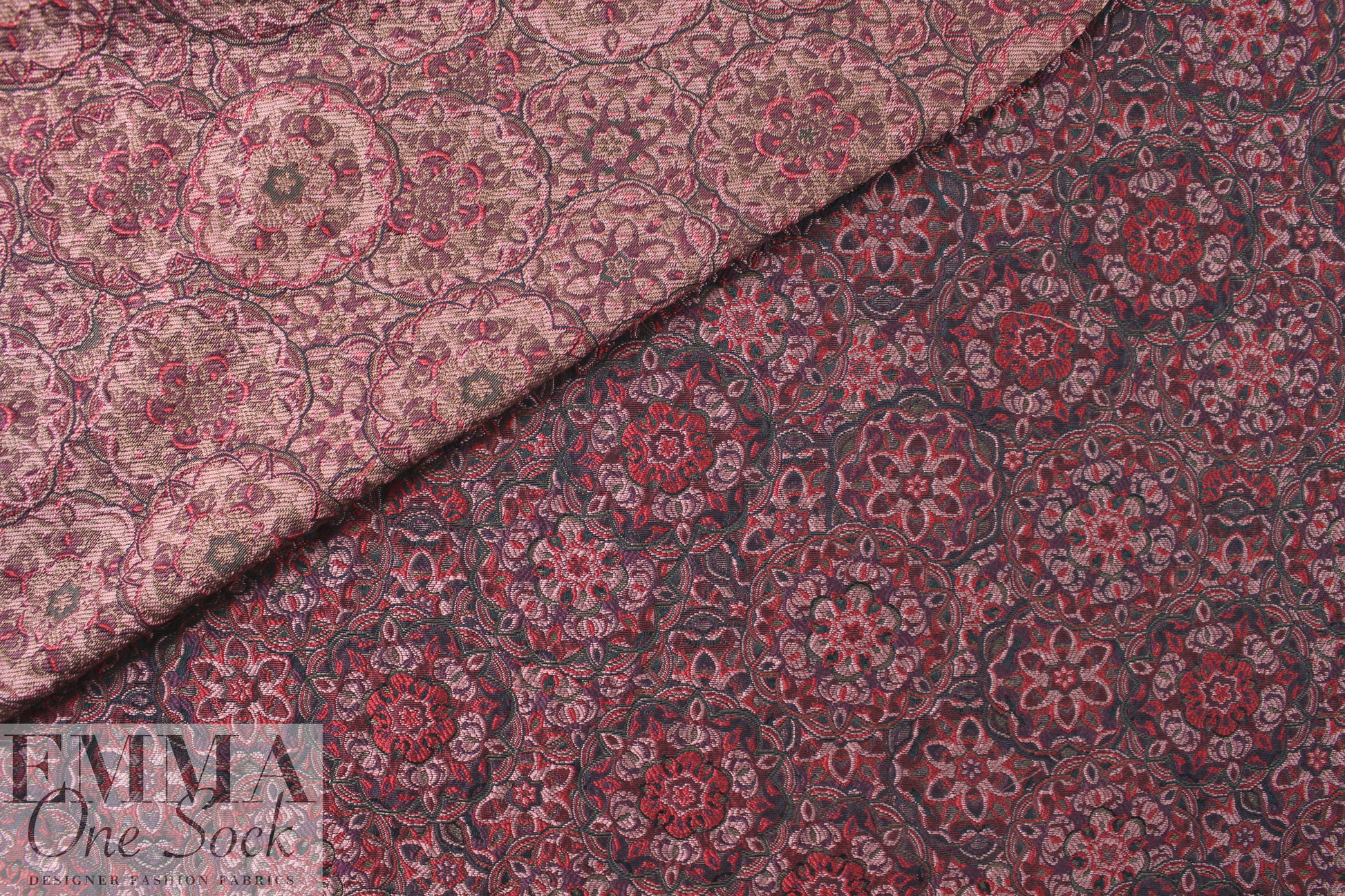 French wine tones textured intricate motif brocade 2 yd