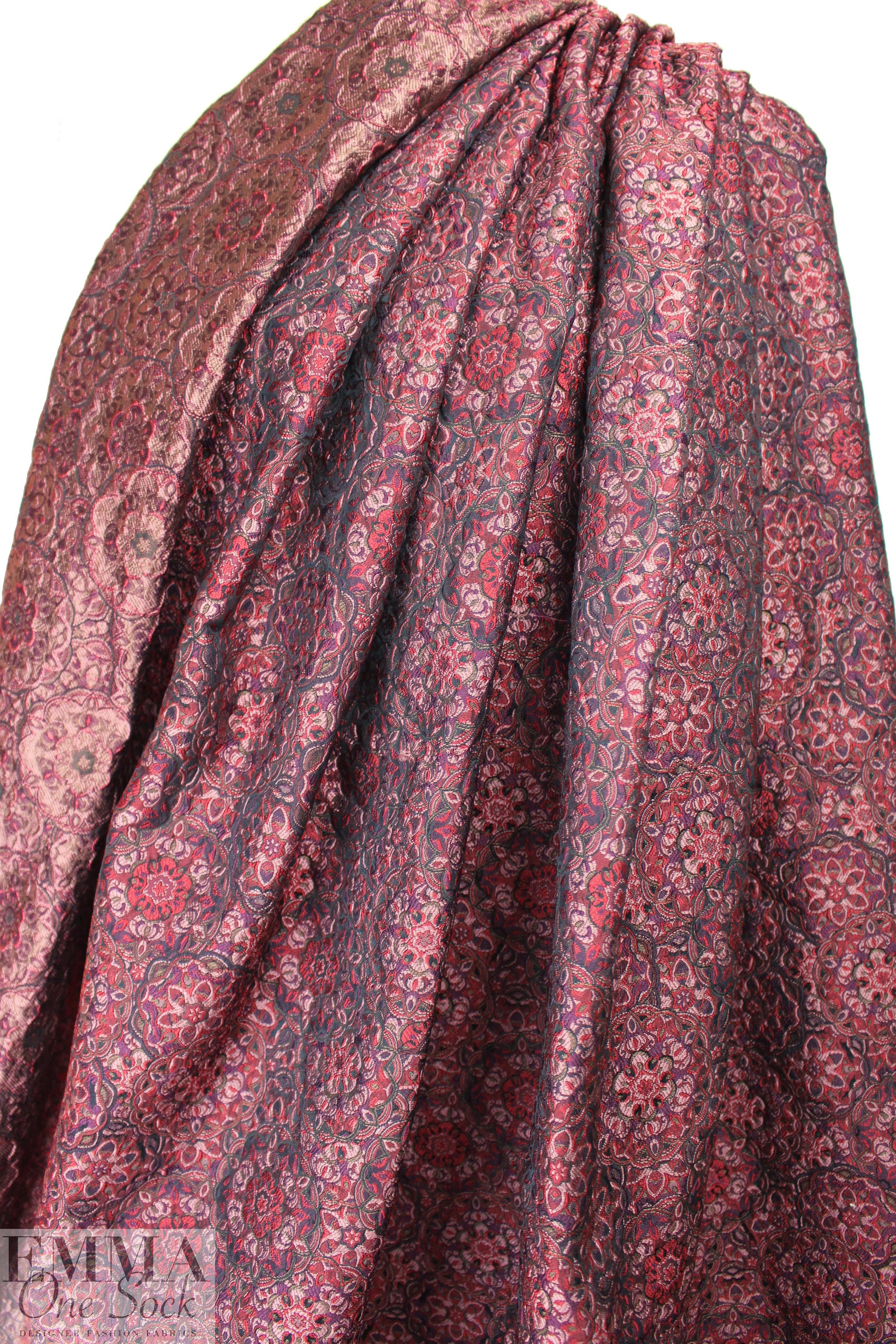 French wine tones textured intricate motif brocade 1.375 yds