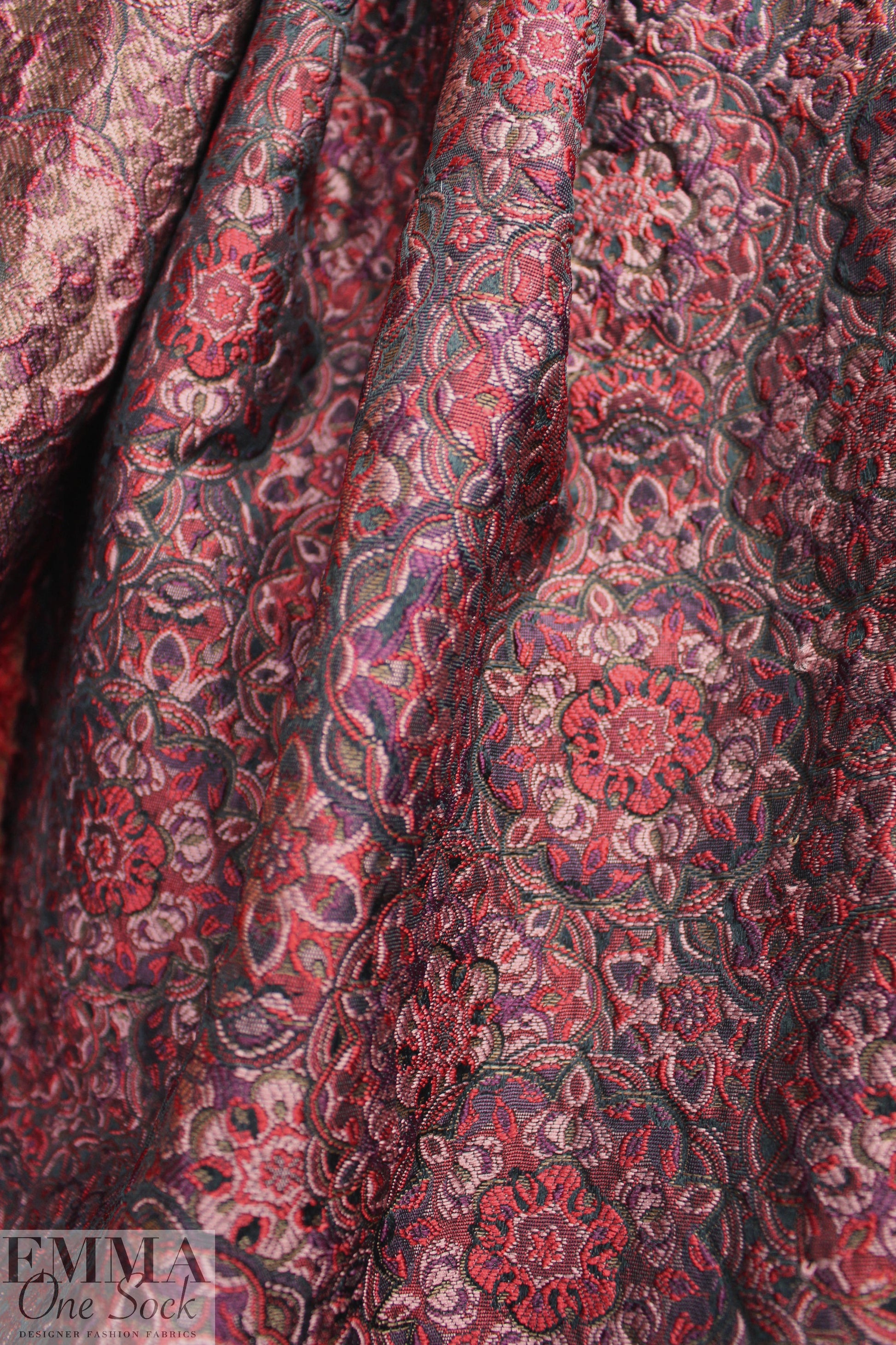 French wine tones textured intricate motif brocade 1.25 yd