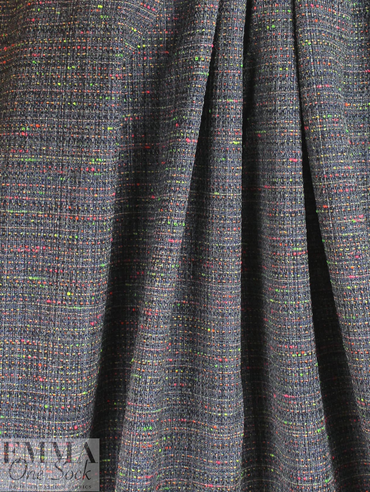 Italian denim/neon tweedy brocade