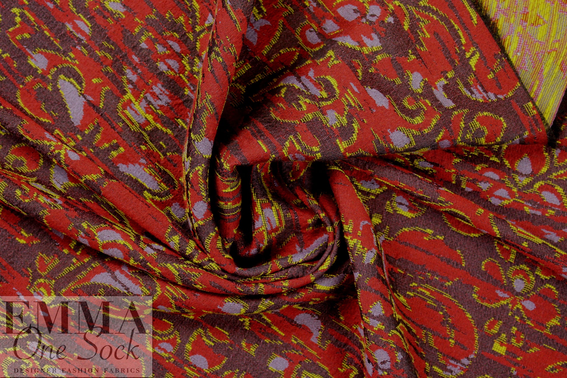 Italian wool blend jacquard brocade - scrollwork