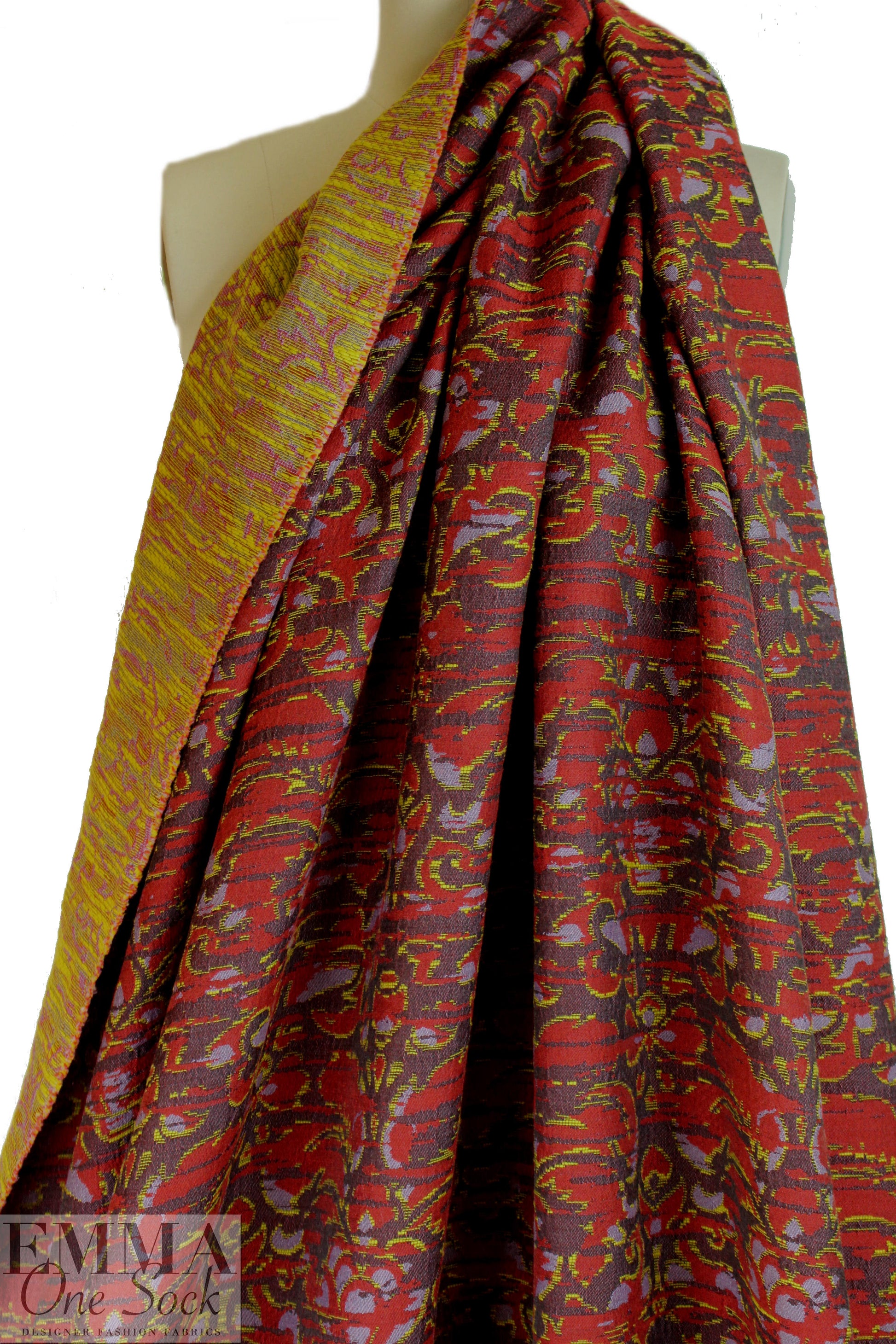 Italian wool blend jacquard brocade - scrollwork