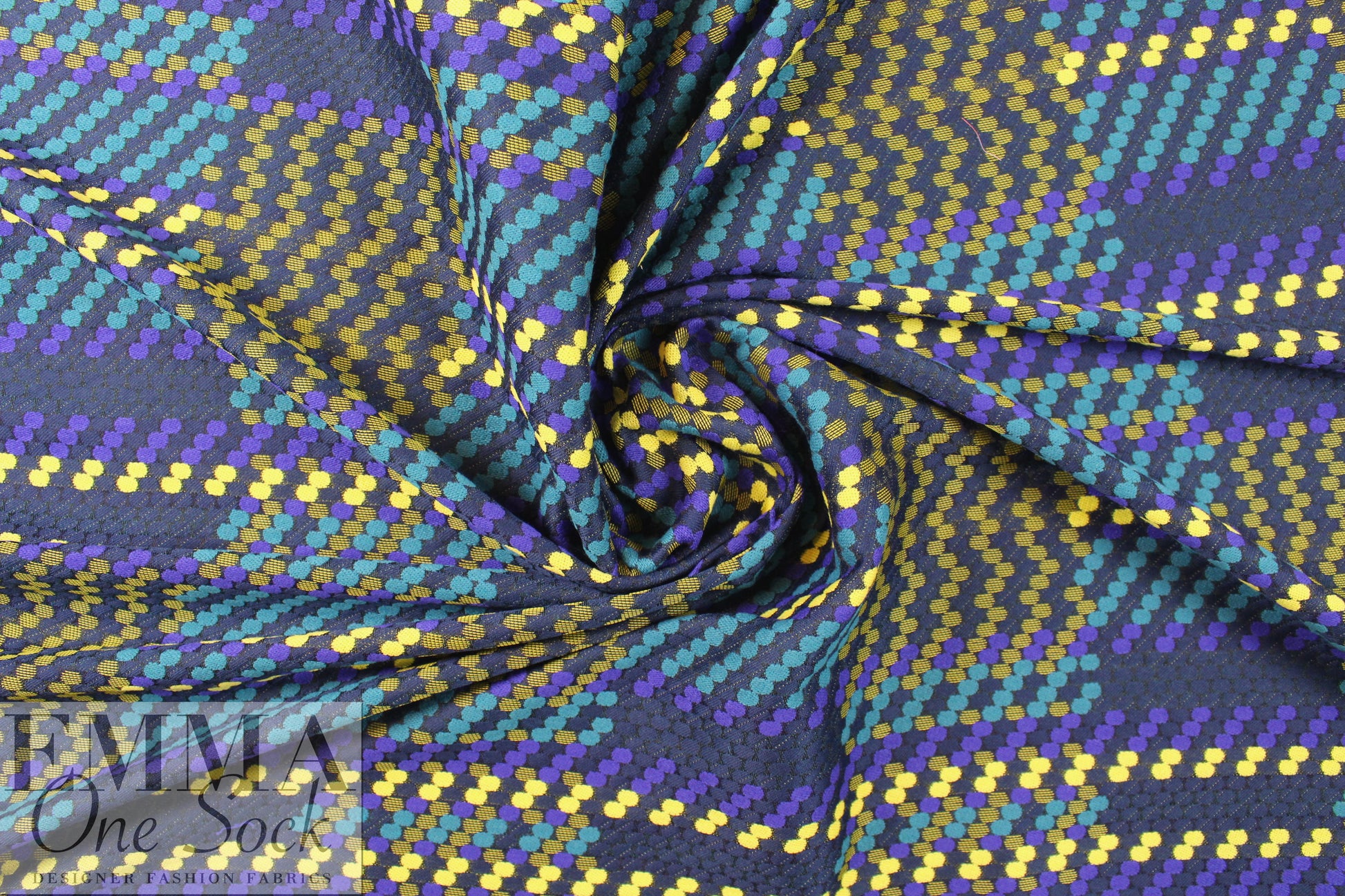 Italian wool blend jacquard brocade - dotty graphic