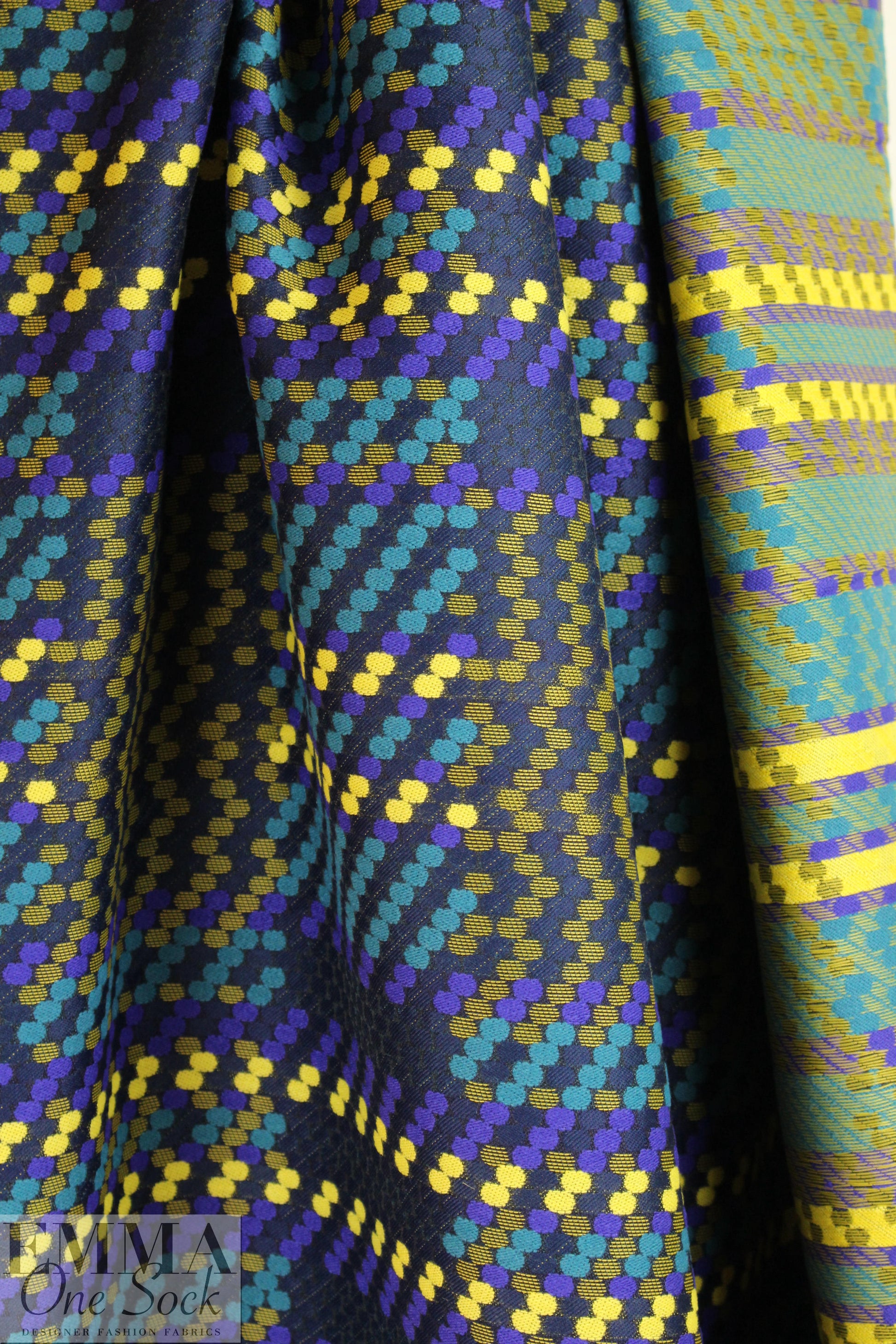 Italian wool blend jacquard brocade - dotty graphic