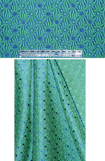 French reversible starburst brocade - sapphire/lime .75 yds