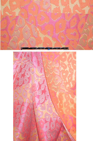 French pink/lavender/sorbet stylized reversible cheetah brocade