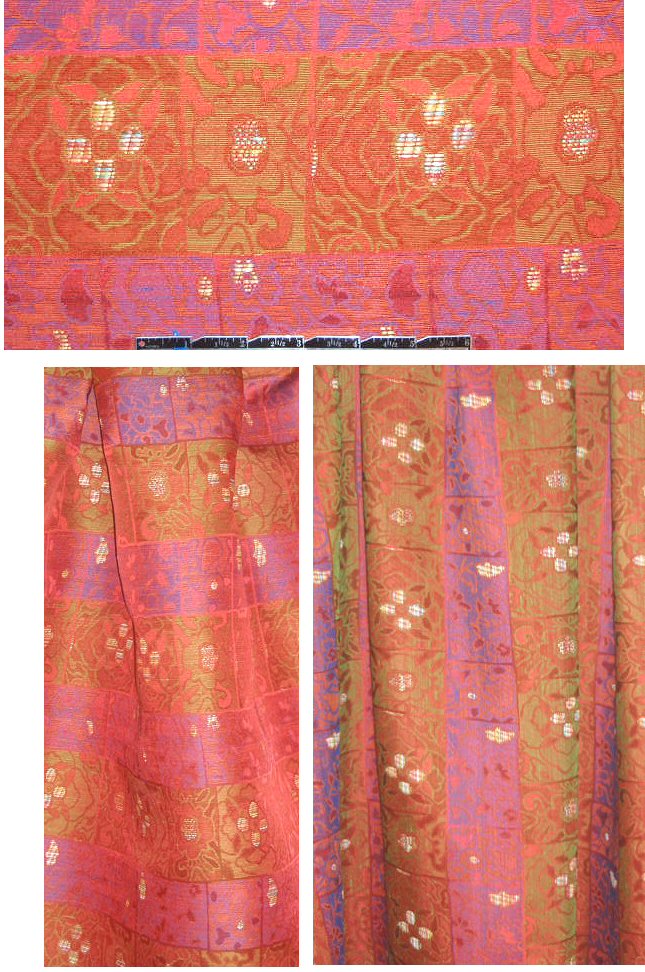 French spicy red/violet/raffia brocade