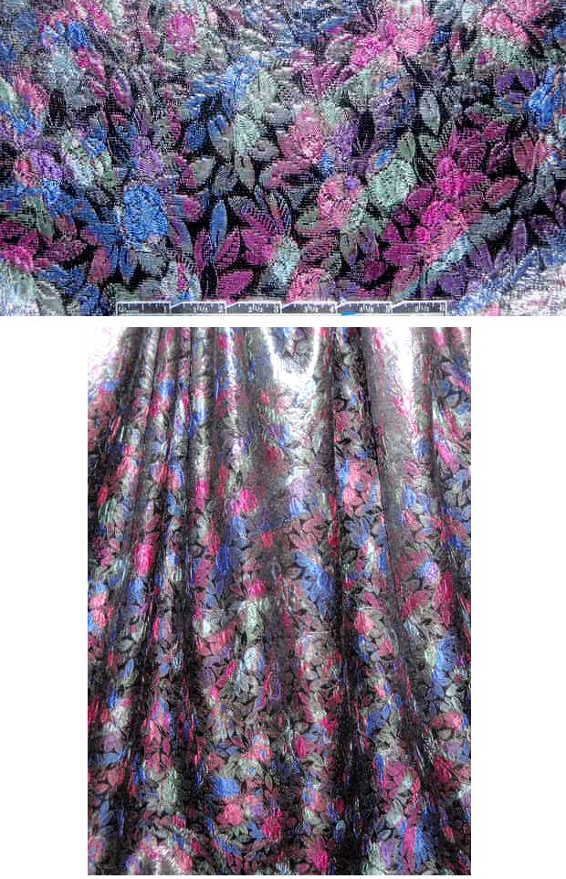 French 'leather look' over-printed floral brocade - B 1.66 yds