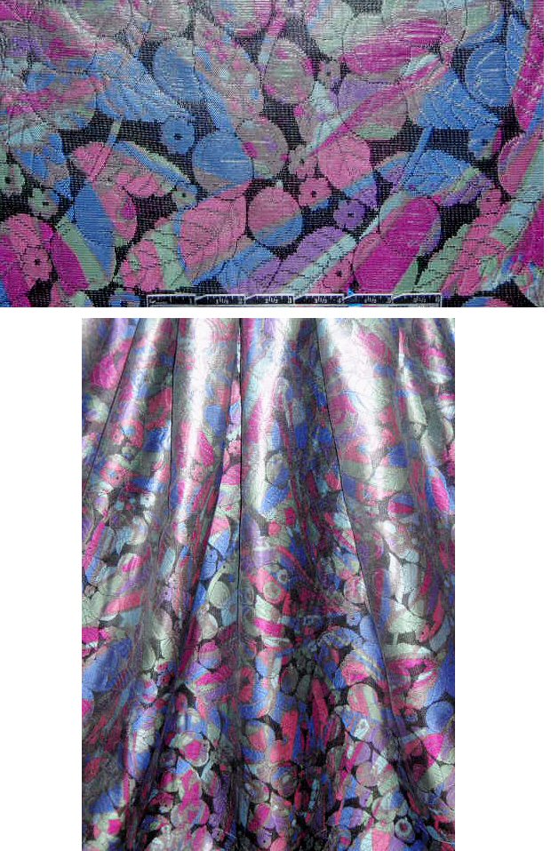 French 'leather look' over-printed berry brocade - C