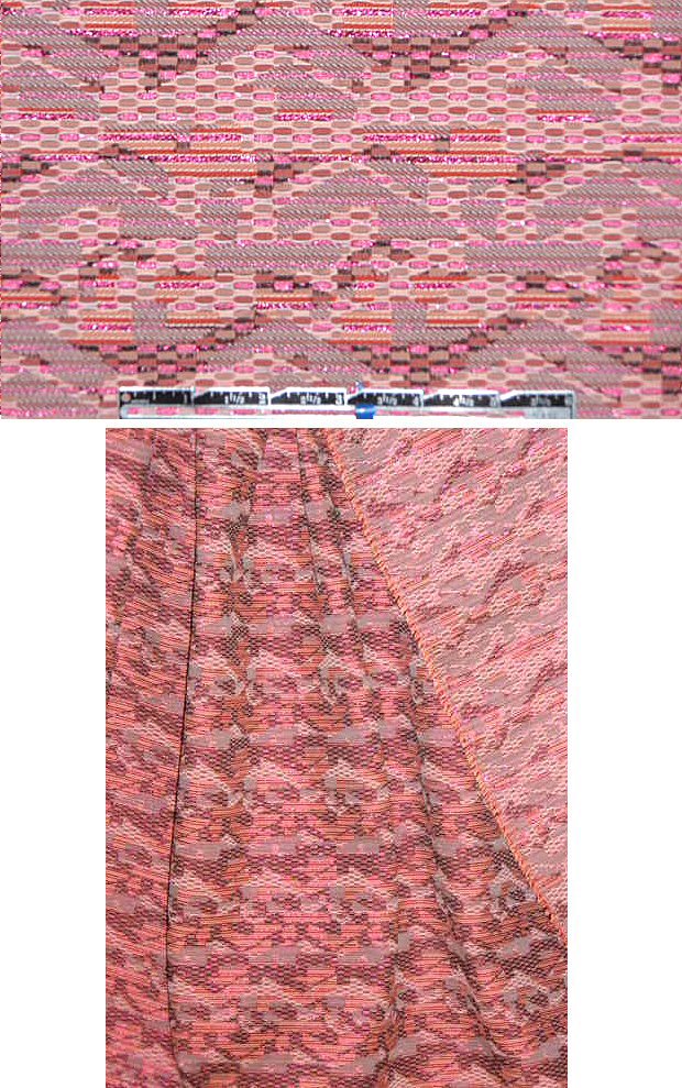 French pink/peach/cream metallic rev. brocade