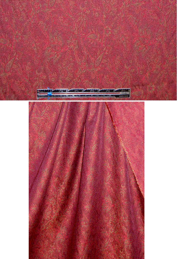 French ruby-toned paisley floral brocade