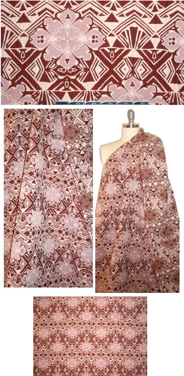 French henna/bisque textured motif brocade