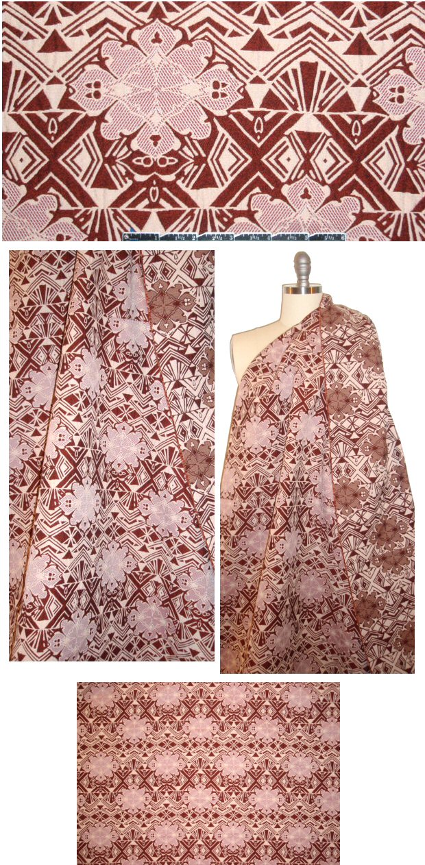 French henna/bisque textured motif brocade 1.625 yds