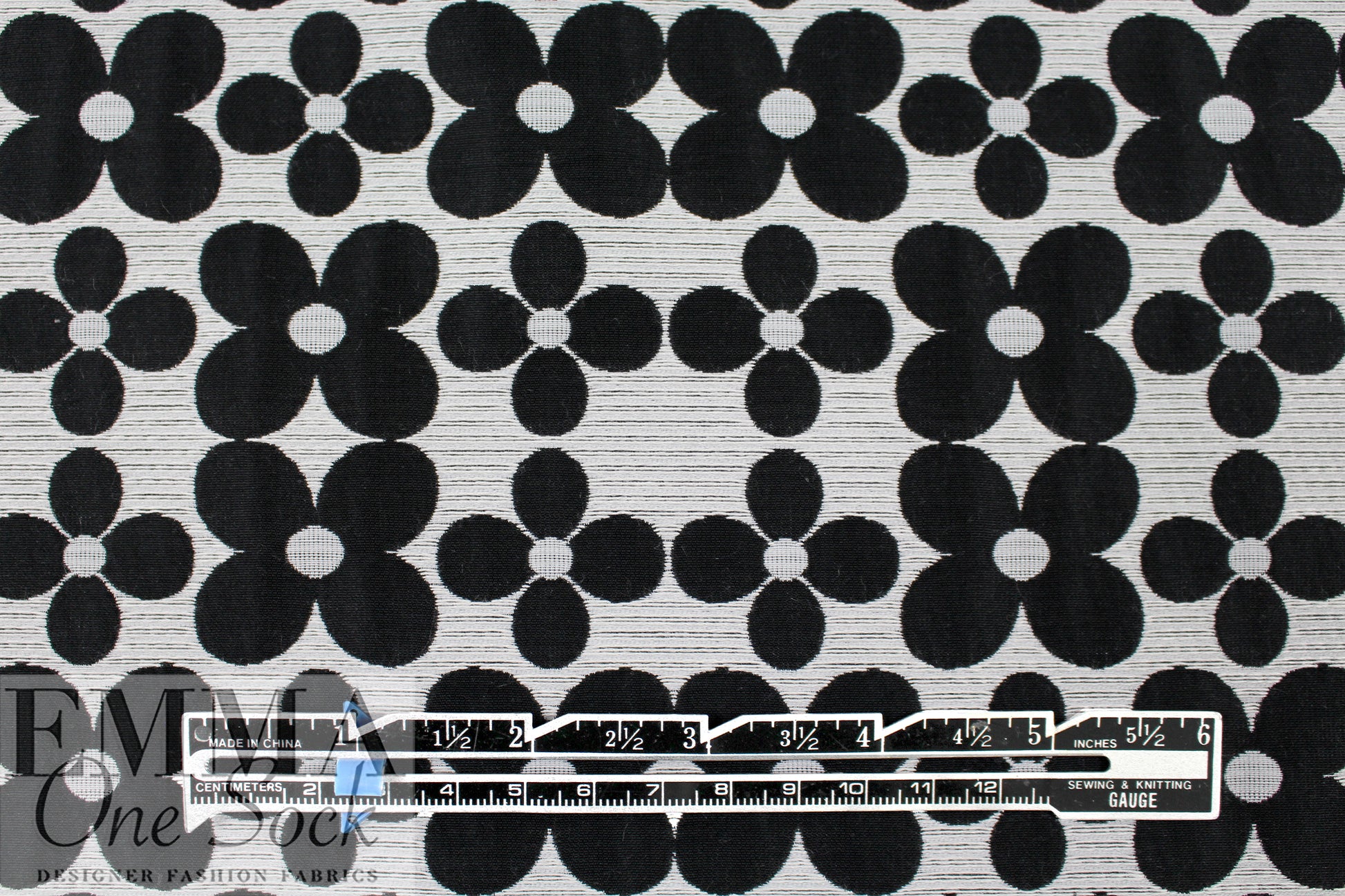 designer flower tile jacquard brocade - black/silvery white 2.25 yd