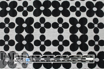designer flower tile jacquard brocade - black/silvery white 2.25 yd