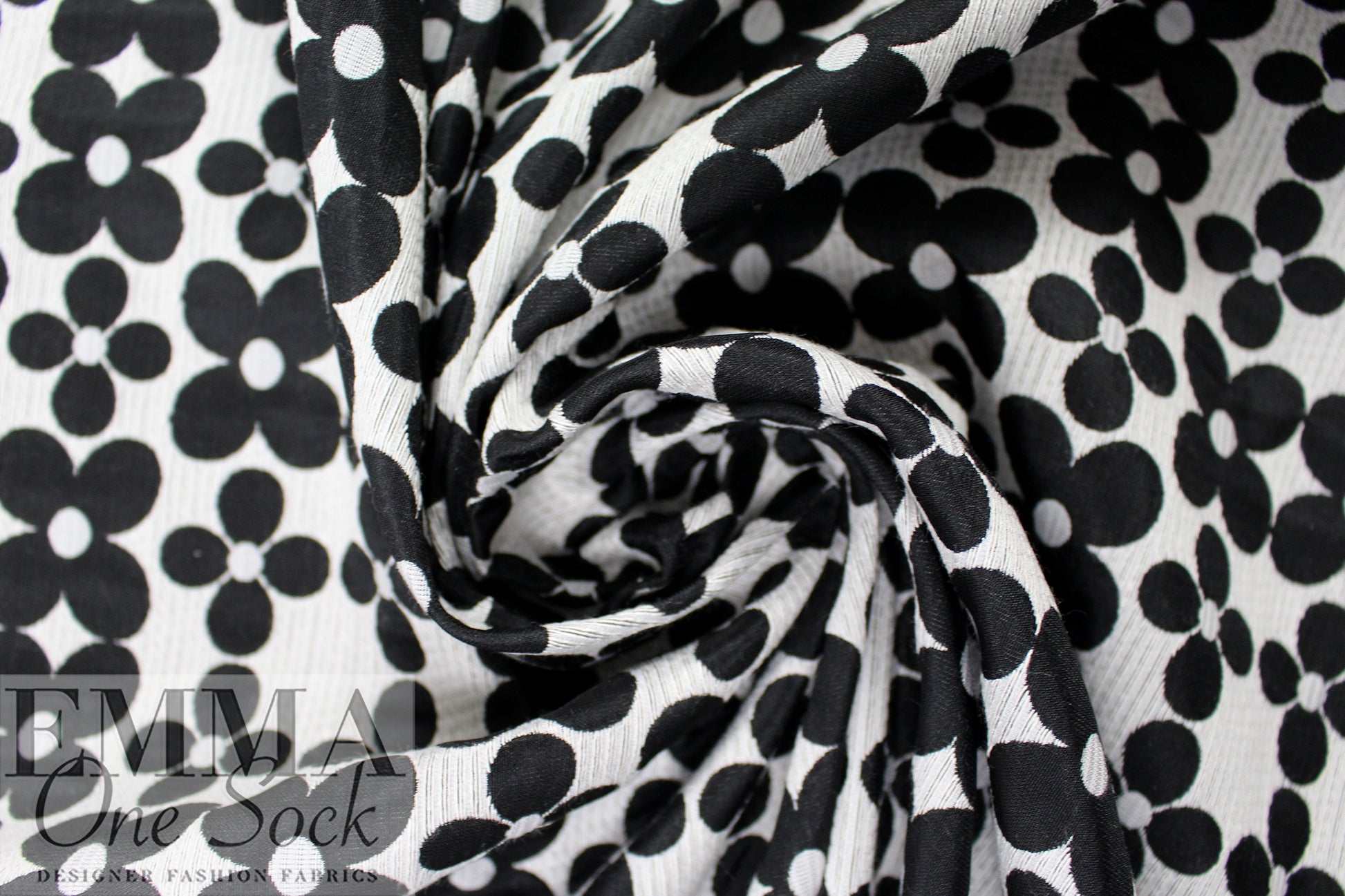 designer flower tile jacquard brocade - black/silvery white 1.25 yds