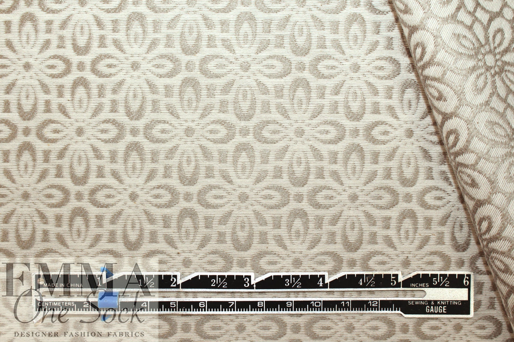 designer floral jacquard brocade - nickel/cream 1 yard