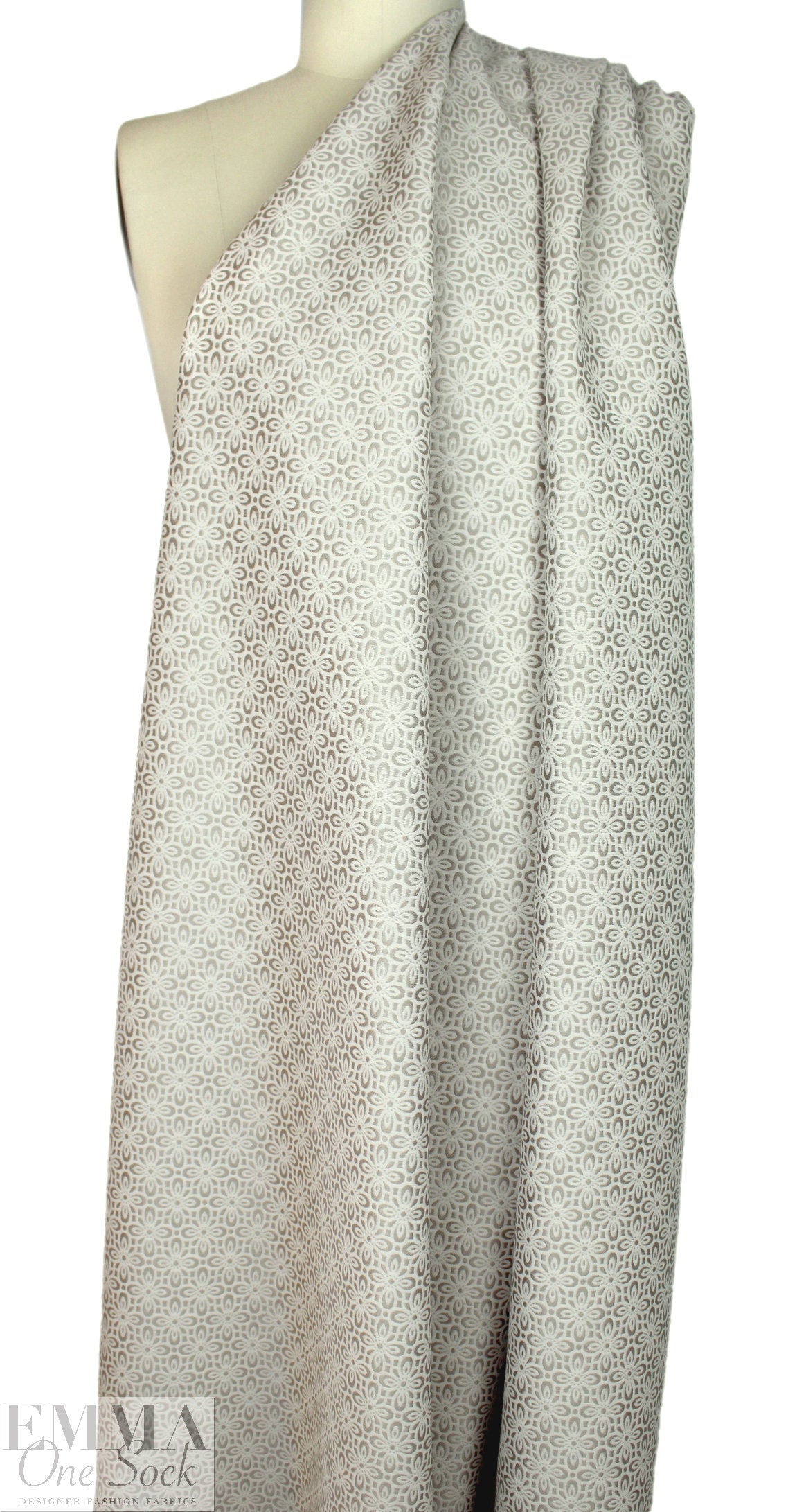 designer floral jacquard brocade - nickel/cream 1 yard
