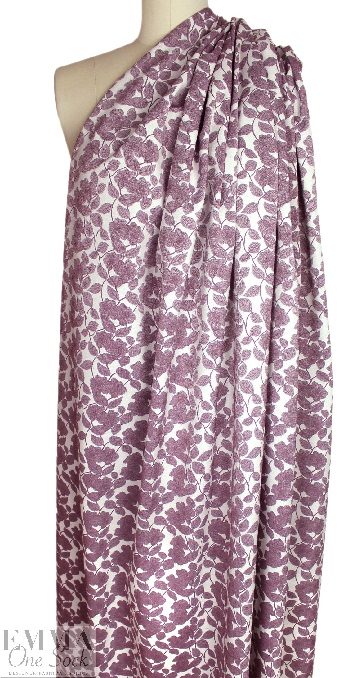 designer floral bloom jacquard brocade - dusty plum 1 yard